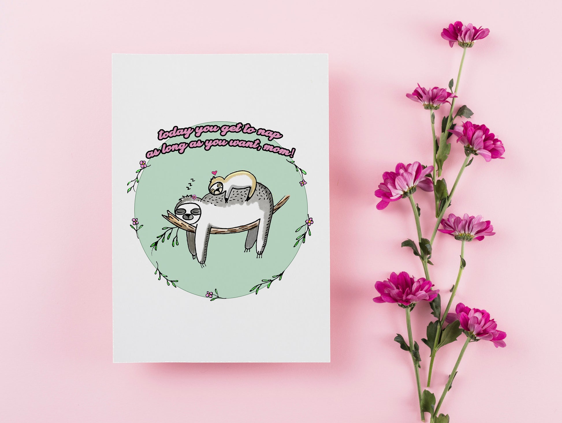 Sloth Mothers Day Card, Funny Mothers Day Gift, Mom Birthday Card, Step Mom Gift, First Mothers Day Gift, Mothers Day Card from Daughter