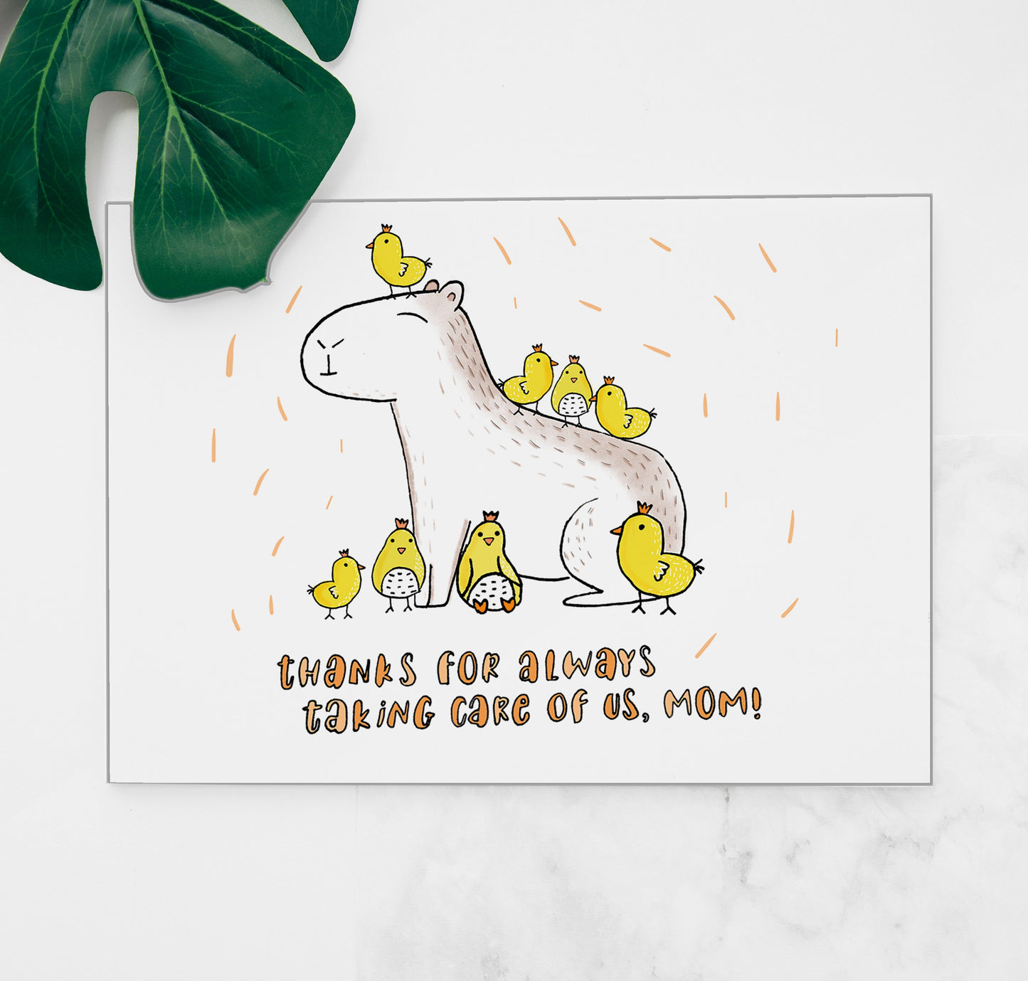 mamabara mother's day card, cute capybara mom and chicks, unique gifts sister, first mother's day, appreciate mom, quirky mothers day gift