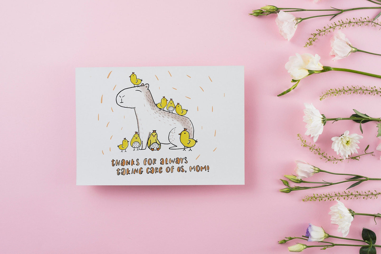 mamabara mother's day card, cute capybara mom and chicks, unique gifts sister, first mother's day, appreciate mom, quirky mothers day gift