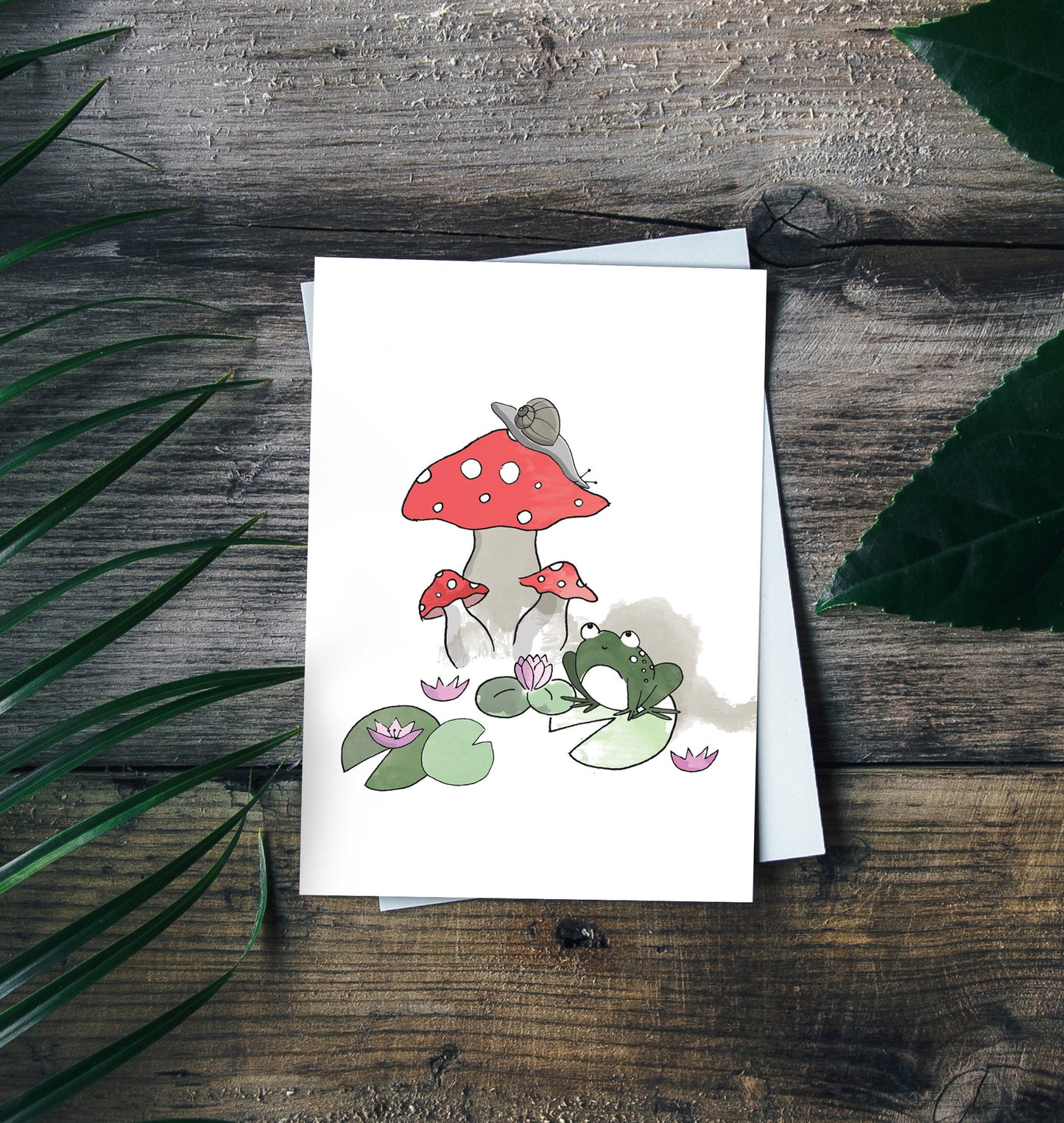 Frog Card, Mushroom Card, Cottage Core Gift, Cute Note Cards, Thinking of You Card, Miss You Card, Plant Greeting Card, Thinking of You Gift