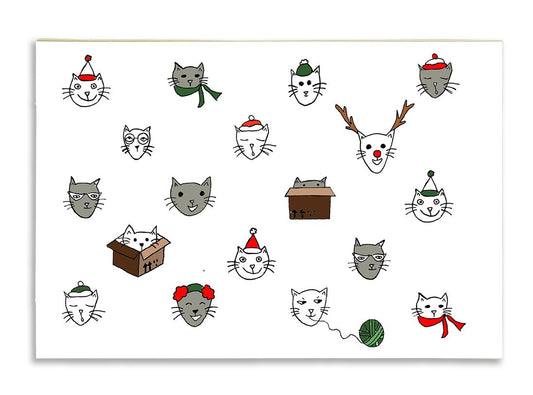 fun cats holiday greeting card, christmas holidays, best friend card, festive cats, cute merry christmas, cat lover gift, fun card for her