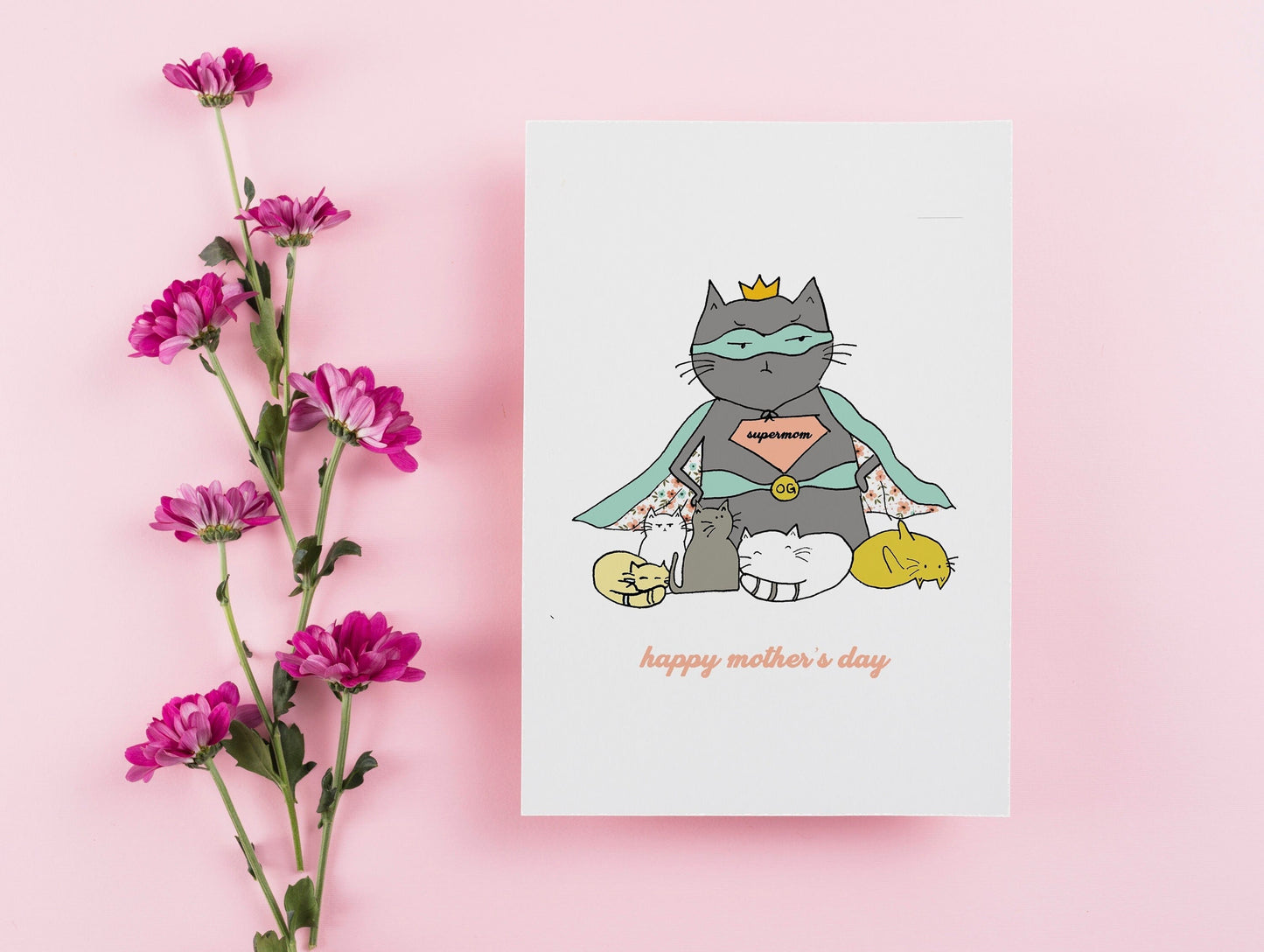 mother's day card, funny cat card for mom, supercat super mom card, thoughtful card for mom, first mother's day, new mom, card for sister