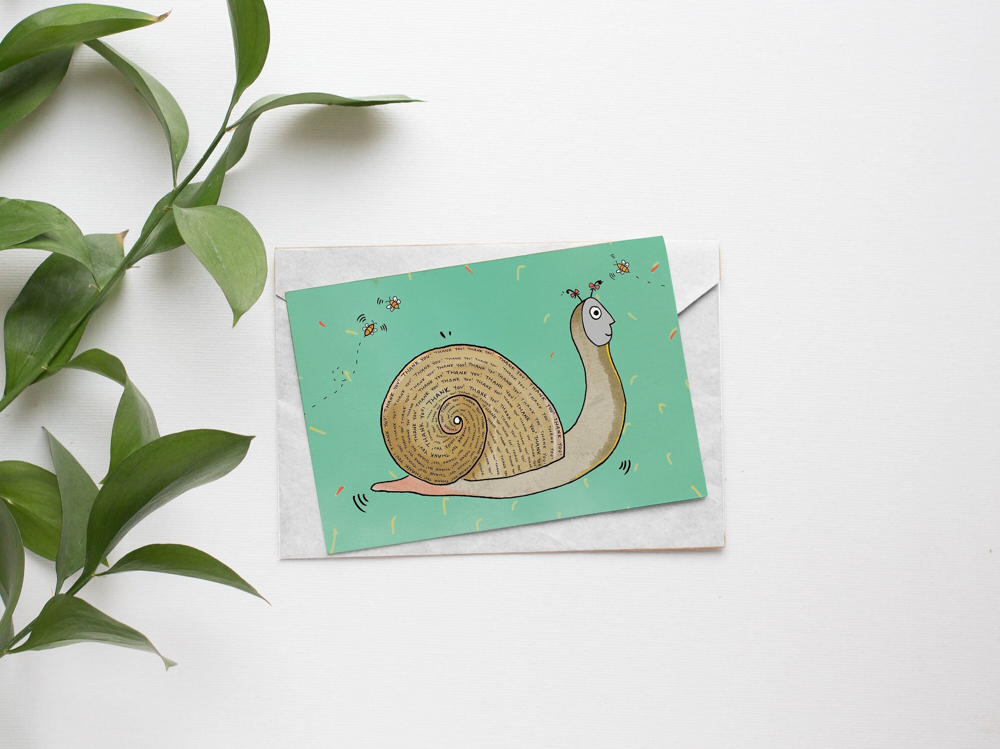 Thank You Card, Fun Snail Card, Cute Thank You Card for Friend, Mollusk Shell Card for Mom, Funny Gift for Sister, Thoughtful Teacher Card