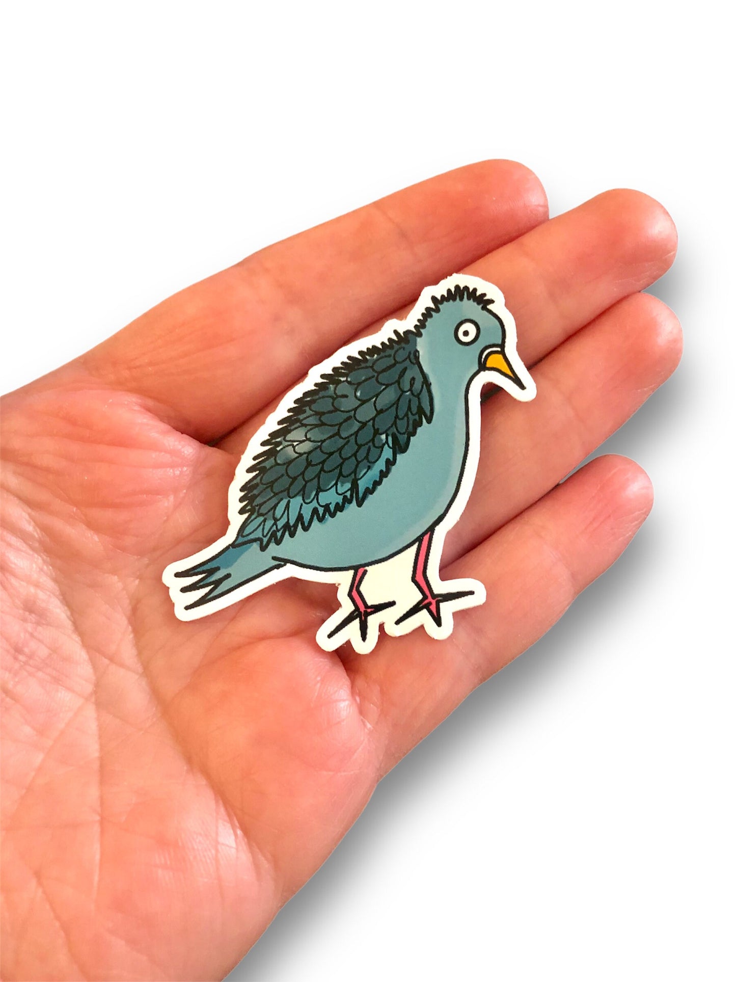 confused pigeon sticker, funny bird sticker for laptop, planner sticker, bird lover gift, durable mangy pigeon sticker gift for friend