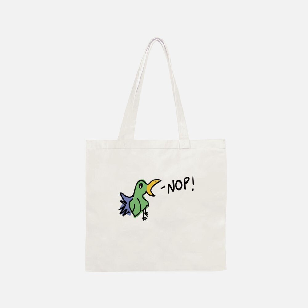 bird tote bag, funny cotton tote, fun birthday gift for sister, quirky sturdy tote, gift for mom, unique bags, nope hand bag, shoulder bag