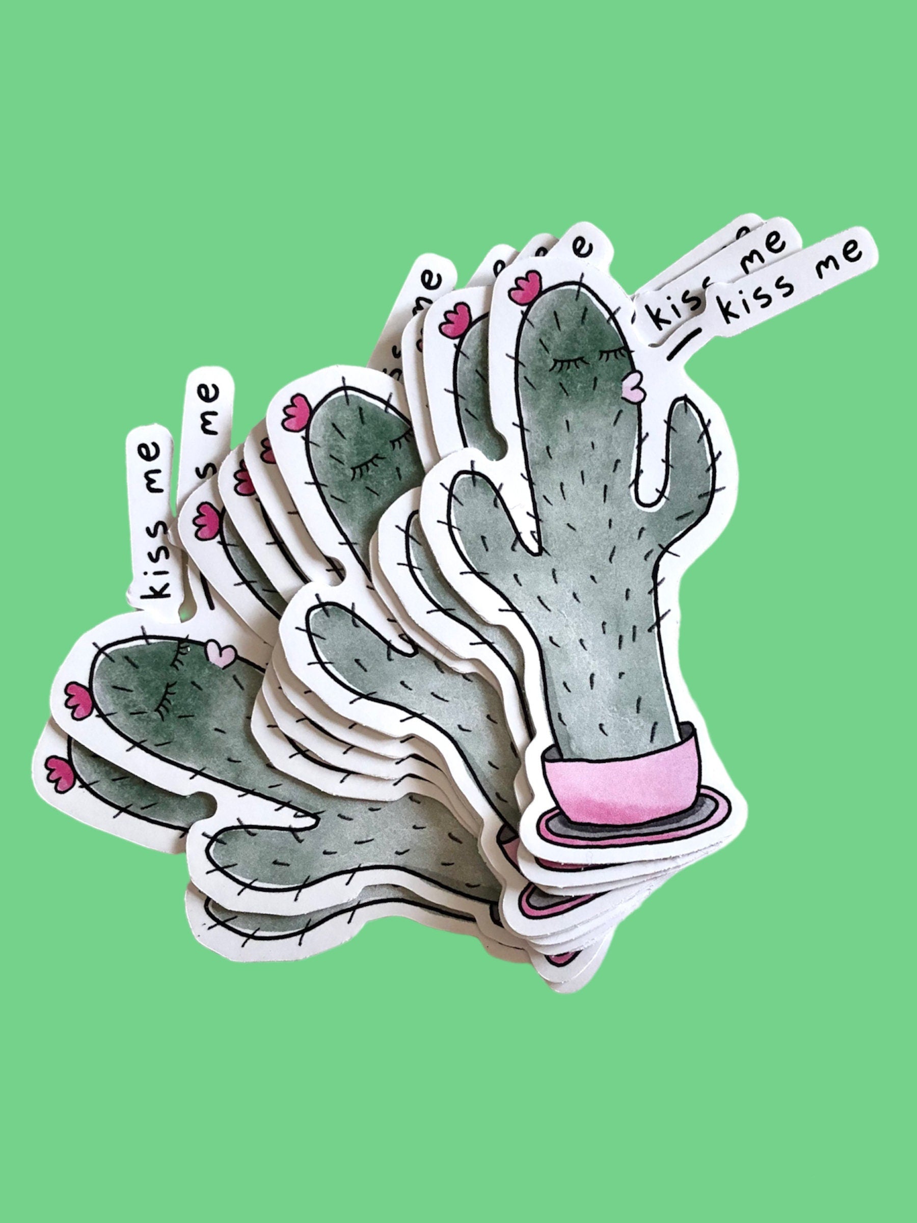 cute cactus sticker, kissing cactus sticker for laptop, plant mama gift, crazy plant lady, fun plant lover stickers for planners